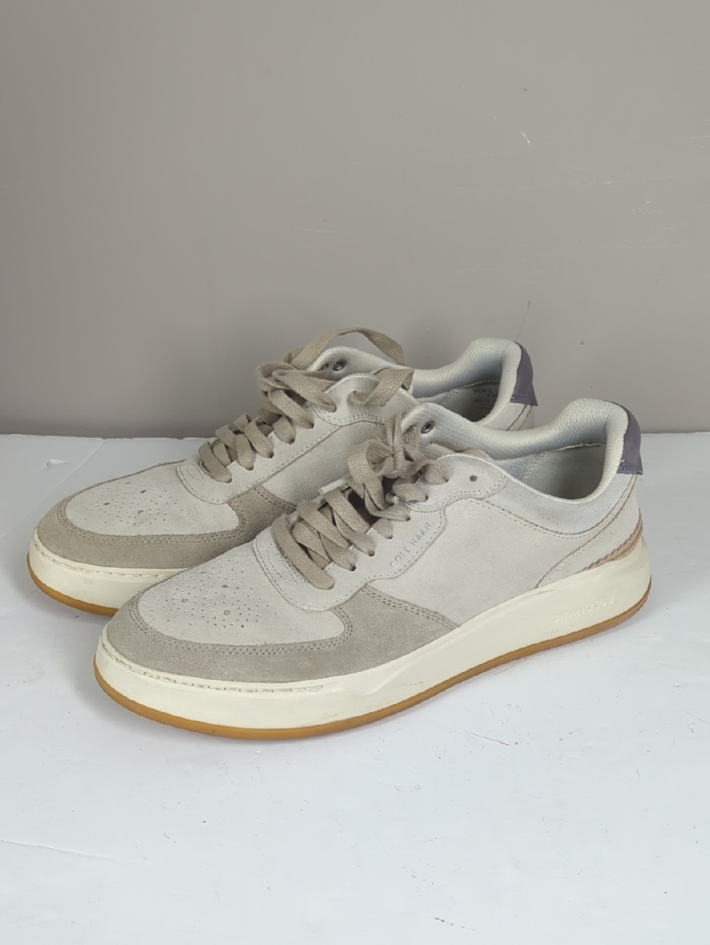Cole Haan Grandpro Breakaway  Beige Suede Men's Sneakers 10